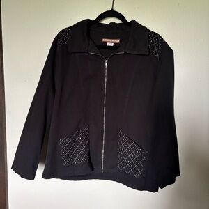 Vintage Tudor Court Black Jacket With Rhinestone Accents Size Large